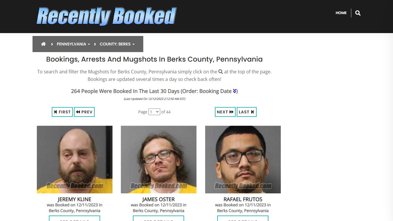 Bookings, Arrests and Mugshots in Berks County, Pennsylvania